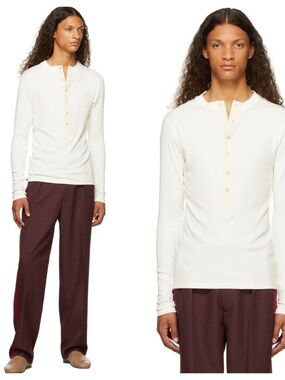 Wales Bonner Ribbed Jersey Eternal Rib Henley in White
